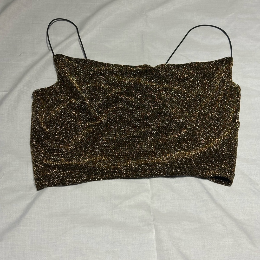 Green and Brown Crop Camisole with Fitted Style